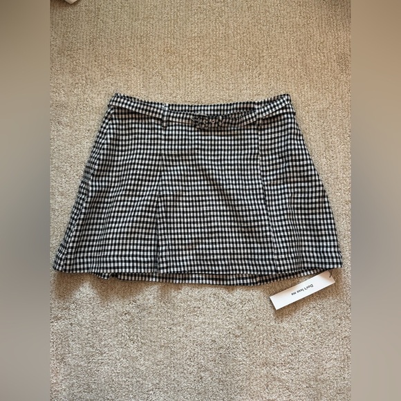 NWT Reformation Rory Linen Belt Buckle Mini Skirt Remy Check Gingham Plaid 0 - Picture 2 of 9